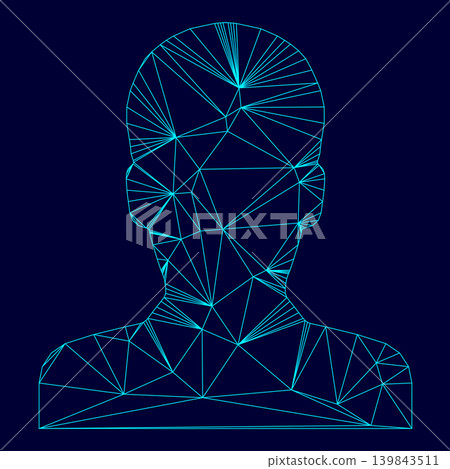 Avatar low poly triangulation triangulated polygonal electric cyan blue vibrant aqua neon color vector illustration image outline contour line Avatar low poly triangulation triangulated polygonal electric cyan blue vibrant aqua neon color vector illustration image outline contour line 139843511