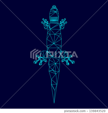 Lizard low poly triangulation triangulated polygonal electric cyan blue vibrant aqua neon color vector illustration image outline contour line 139843520
