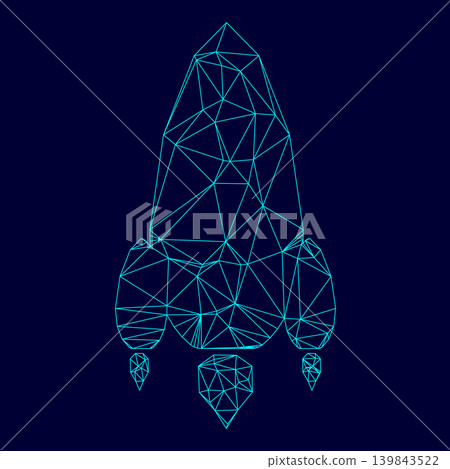 Rocket low poly triangulation triangulated polygonal electric cyan blue vibrant aqua neon color vector illustration image outline contour line Rocket low poly triangulation triangulated polygonal electric cyan blue vibrant aqua neon color vector illustration image outline contour line 139843522
