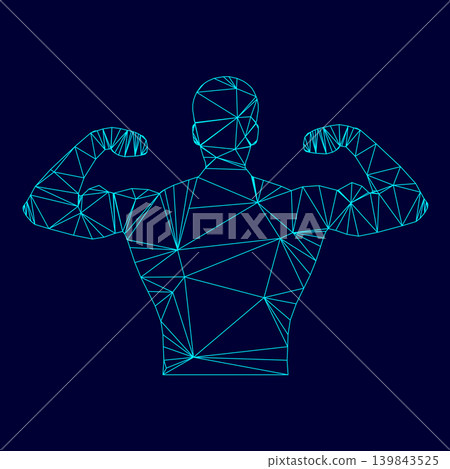 Bodyblder it is low poly triangulation triangulated polygonal electric cyan blue vibrant aqua neon color vector illustration image outline contour line Bodyblder it is low poly triangulation triangulated polygonal electric cyan blue vibrant aqua neon color vector illustration image outline contour line 139843525