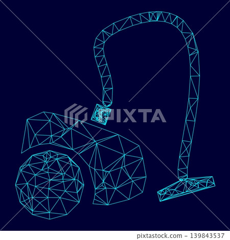 Vacuum cleaner low poly triangulation triangulated polygonal electric cyan blue vibrant aqua neon color vector illustration image outline contour line Vacuum cleaner low poly triangulation triangulated polygonal electric cyan blue vibrant aqua neon color vector illustration image outline contour line 139843537