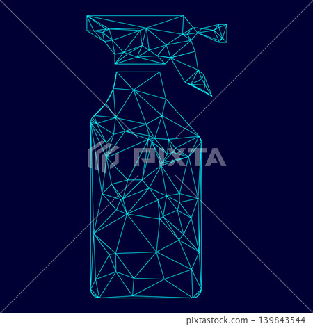 Household chemicals low poly triangulation triangulated polygonal electric cyan blue vibrant aqua neon color vector illustration image outline contour line Household chemicals low poly triangulation triangulated polygonal electric cyan blue vibrant aqua neon color vector illustration image outline contour line 139843544