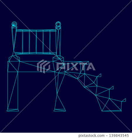 Porch low poly triangulation triangulated polygonal electric cyan blue vibrant aqua neon color vector illustration image outline contour line Porch low poly triangulation triangulated polygonal electric cyan blue vibrant aqua neon color vector illustration image outline contour line 139843545