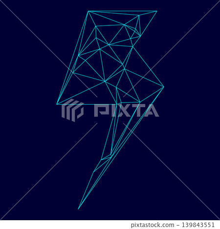 Symbol electricity low poly triangulation triangulated polygonal electric cyan blue vibrant aqua neon color vector illustration image outline contour line Symbol electricity low poly triangulation triangulated polygonal electric cyan blue vibrant aqua neon color vector illustration image outline contour line 139843551