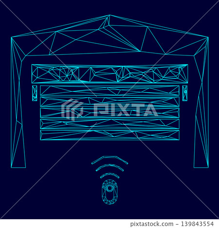 Garage door low poly triangulation triangulated polygonal electric cyan blue vibrant aqua neon color vector illustration image outline contour line Garage door low poly triangulation triangulated polygonal electric cyan blue vibrant aqua neon color vector illustration image outline contour line 139843554