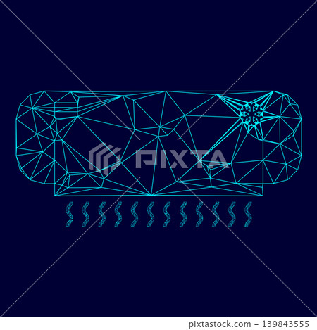 Air conditioner low poly triangulation triangulated polygonal electric cyan blue vibrant aqua neon color vector illustration image outline contour line Air conditioner low poly triangulation triangulated polygonal electric cyan blue vibrant aqua neon color vector illustration image outline contour line 139843555