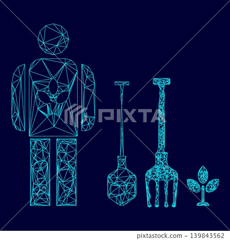 Lawn maintenance low poly triangulation triangulated polygonal electric cyan blue vibrant aqua neon color vector illustration image outline contour line Lawn maintenance low poly triangulation triangulated polygonal electric cyan blue vibrant aqua neon color vector illustration image outline contour line 139843562