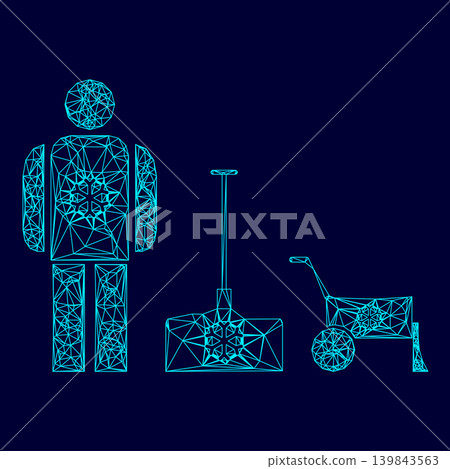 Snow removal low poly triangulation triangulated polygonal electric cyan blue vibrant aqua neon color vector illustration image outline contour line Snow removal low poly triangulation triangulated polygonal electric cyan blue vibrant aqua neon color vector illustration image outline contour line 139843563