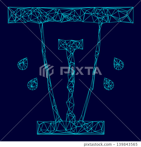 Lawn sprinklers low poly triangulation triangulated polygonal electric cyan blue vibrant aqua neon color vector illustration image outline contour line Lawn sprinklers low poly triangulation triangulated polygonal electric cyan blue vibrant aqua neon color vector illustration image outline contour line 139843565