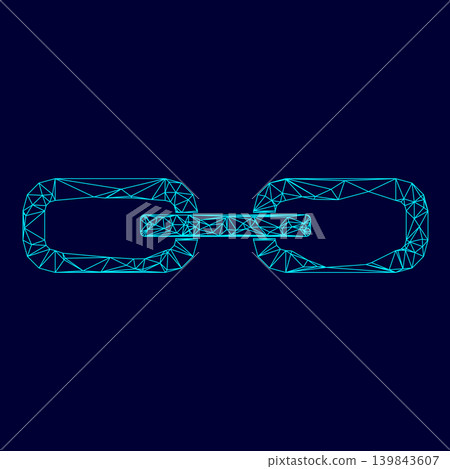 Chain link low poly triangulation triangulated polygonal electric cyan blue vibrant aqua neon color vector illustration image outline contour line 139843607
