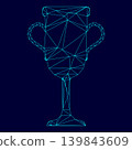 Trophy cup low poly triangulation triangulated polygonal electric cyan blue vibrant aqua neon color vector illustration image outline contour line 139843609