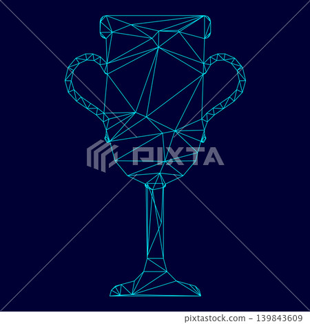 Trophy cup low poly triangulation triangulated polygonal electric cyan blue vibrant aqua neon color vector illustration image outline contour line Trophy cup low poly triangulation triangulated polygonal electric cyan blue vibrant aqua neon color vector illustration image outline contour line 139843609