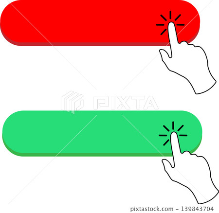 Empty click here buttons collection with hand pointer 139843704
