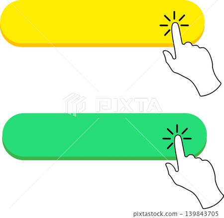 Empty click here buttons collection with hand pointer Empty click here buttons collection with hand pointer 139843705