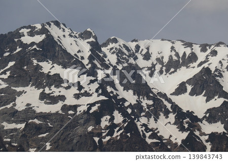 雪季剩餘時期穗高山脈的頂峰 雪季剩餘時期穗高山脈的頂峰 139843743