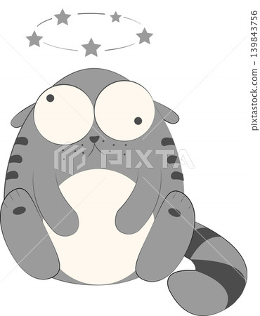 Dizzy cat cartoon character vector illustration, kitty cartoon Dizzy cat cartoon character vector illustration, kitty cartoon 139843756