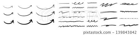 Handwritten arrow and underline decoration set Handwritten arrow and underline decoration set 139843842