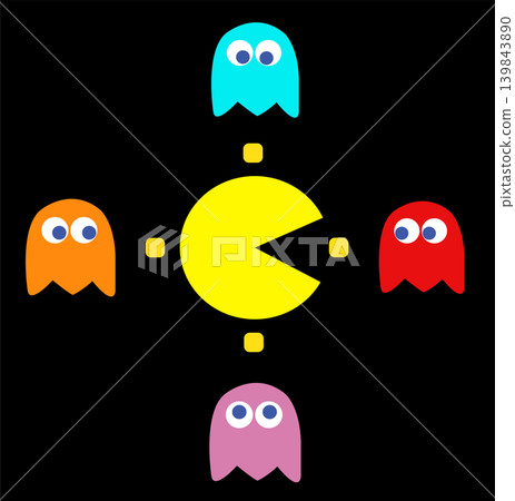 Pac-Man game theme background, arcade videogame 139843890