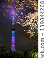 東京晴空塔和墨田公園的夜色櫻花 139844268