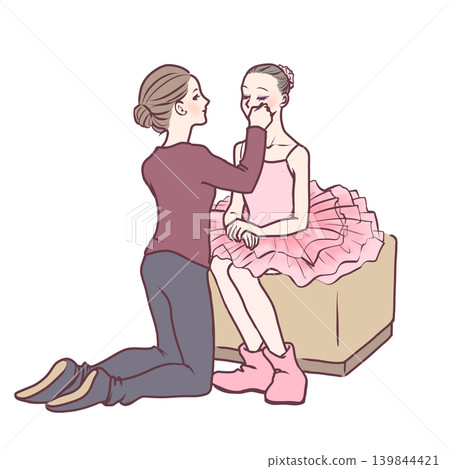 A girl getting her makeup done for a recital. 139844421
