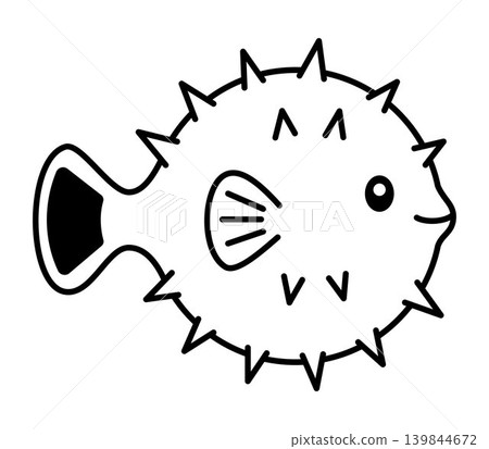 Cute black pufferfish illustration, simple monochrome blowfish clipart, isolated spiky marine animal character for sticker, logo, print, card and apparel design Cute black pufferfish illustration, simple monochrome blowfish clipart, isolated spiky marine animal character for sticker, logo, print, card and apparel design 139844672