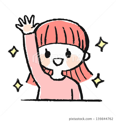 Illustration of a girl raising her hand Illustration of a girl raising her hand 139844762