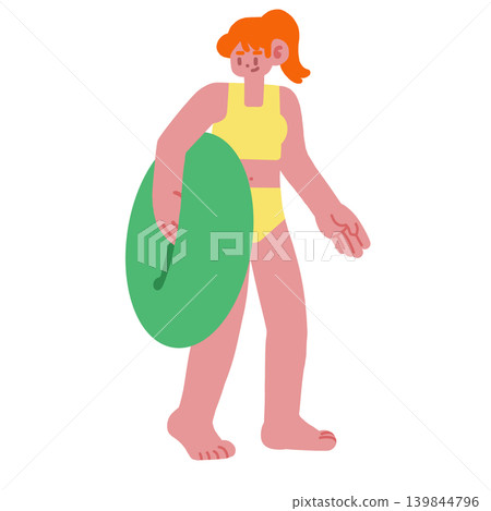 一個女人在泳裝與浮標的插圖 139844796