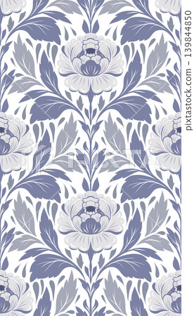 Vector seamless pattern with ornate flowers and foliage on a white background. Blooming texture with delicate peonies. Vector seamless pattern with ornate flowers and foliage on a white background. Blooming texture with delicate peonies. 139844850