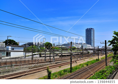 View of Nagatsuta Station and tower apartments from Nagatsuta Bridge in Yokohama City View of Nagatsuta Station and tower apartments from Nagatsuta Bridge in Yokohama City 139844855