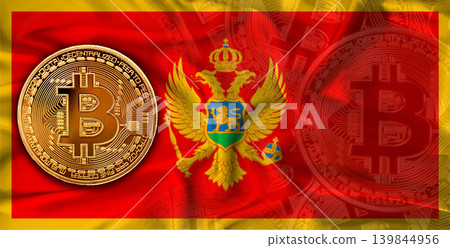 Investors in Blockchain Technology with Montenegro flag. Bitcoin cryptocurrency with Montenegro flag 139844956