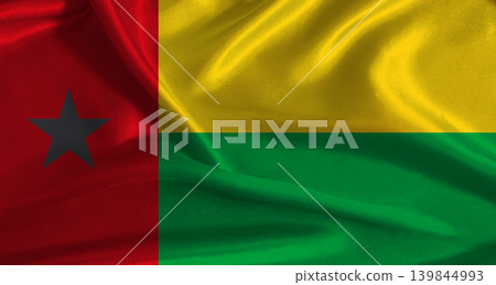 Guinea Bisau flag with cloth textured background. National flag of Guinea Bisau with realistic texture Guinea Bisau flag with cloth textured background. National flag of Guinea Bisau with realistic texture 139844993