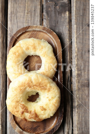 Crispy and chewy cheese bagels made with rice flour Crispy and chewy cheese bagels made with rice flour 139845237