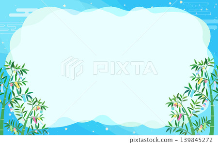 Cute frame featuring Tanabata bamboo decorations and a starry sky (horizontal) Cute frame featuring Tanabata bamboo decorations and a starry sky (horizontal) 139845272