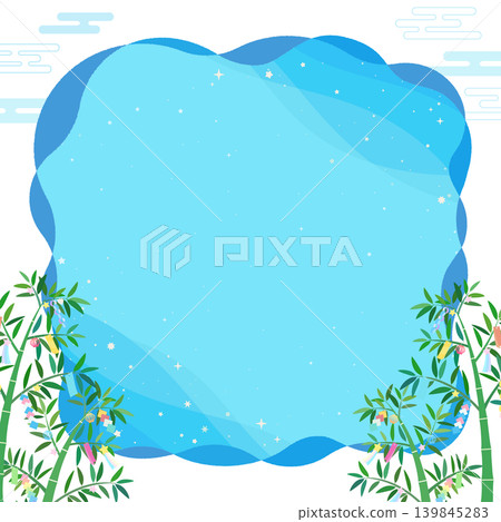 Cute frame with Tanabata bamboo decorations and starry sky (5 squares) Cute frame with Tanabata bamboo decorations and starry sky (5 squares) 139845283