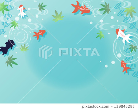 Summer-themed Japanese-style background material featuring goldfish and aquatic plants. Summer-themed Japanese-style background material featuring goldfish and aquatic plants. 139845295