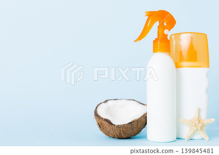 dispenser bottle and Citrus fruit in skincare product. beauty spa medical skincare and cosmetic lotion bottle cream product on table decor background with summer accessories dispenser bottle and Citrus fruit in skincare product. beauty spa medical skincare and cosmetic lotion bottle cream product on table decor background with summer accessories 139845481