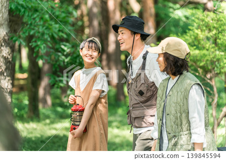 Families enjoying camping and glamping at a campsite 139845594