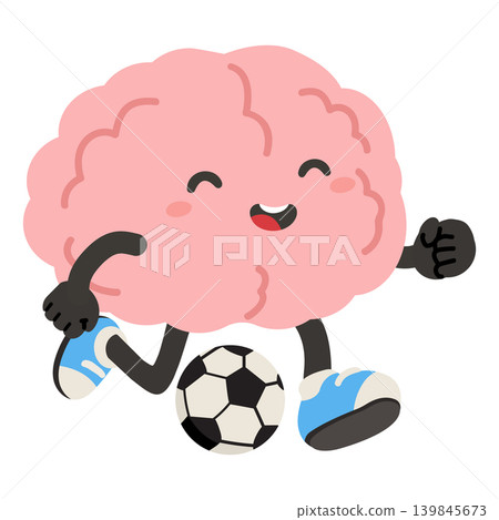 Cute Brain Playing Soccer Illustration Cute Brain Playing Soccer Illustration 139845673