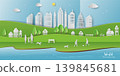 Poster campaign of world environment day, Family balance between nature and city life on paper art background 139845681
