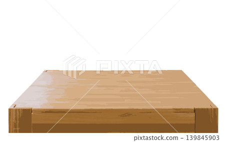 Wooden table top, dinner table surface isolated over white background photo. Natural wood furniture close view Wooden table top, dinner table surface isolated over white background photo. Natural wood furniture close view 139845903