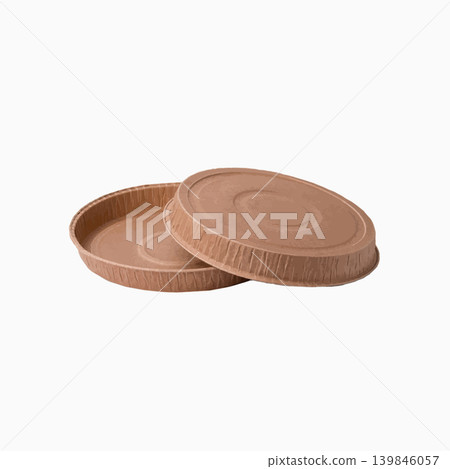 Brown paper plates isolated over white background Brown paper plates isolated over white background 139846057