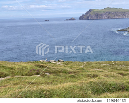 Highland Natural Landscape with Water and Clouds Under an Azure Sky Highland Natural Landscape with Water and Clouds Under an Azure Sky 139846485