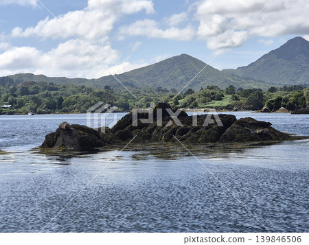 Mountain Lake in Natural Highland Landscape with Trees and Clouds in the Sky 139846506