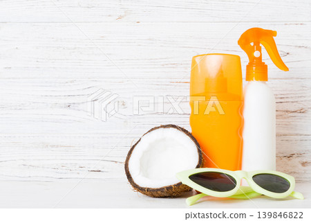 dispenser bottle and Citrus fruit in skincare product. beauty spa medical skincare and cosmetic lotion bottle cream product on table decor background with summer accessories dispenser bottle and Citrus fruit in skincare product. beauty spa medical skincare and cosmetic lotion bottle cream product on table decor background with summer accessories 139846822