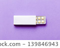 Blank White Product Package Box Mock-up. Open blank medicine drug box with blister top view 139846943