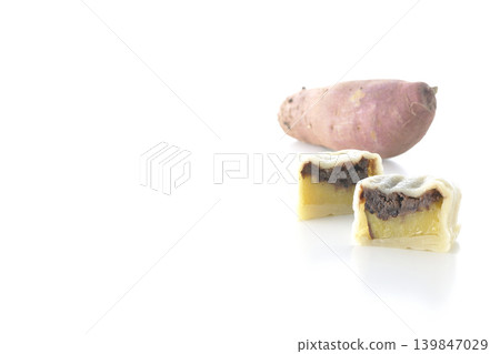 I photographed Ikinari Dango and sweet potatoes against a white background. I photographed Ikinari Dango and sweet potatoes against a white background. 139847029