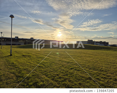 Daytime Natural Landscape with Clouds and Street Light Daytime Natural Landscape with Clouds and Street Light 139847205