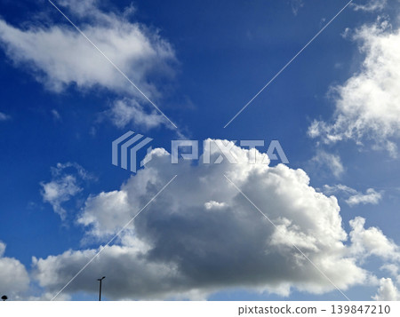 Clear Daytime Sky with Cumulus Clouds and Street Light Clear Daytime Sky with Cumulus Clouds and Street Light 139847210