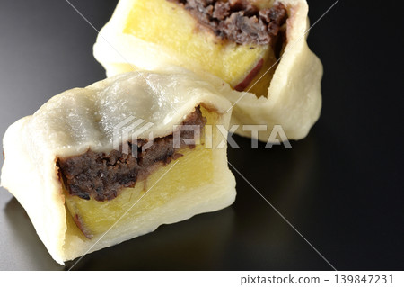 Ikinari Dango photographed against a black background Ikinari Dango photographed against a black background 139847231
