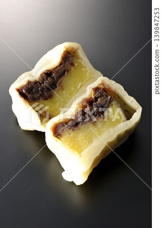 Ikinari Dango photographed against a black background Ikinari Dango photographed against a black background 139847253